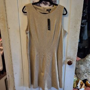 Apt. 9 Tan Sheath Midi Dress Crew Neck Sleeveless